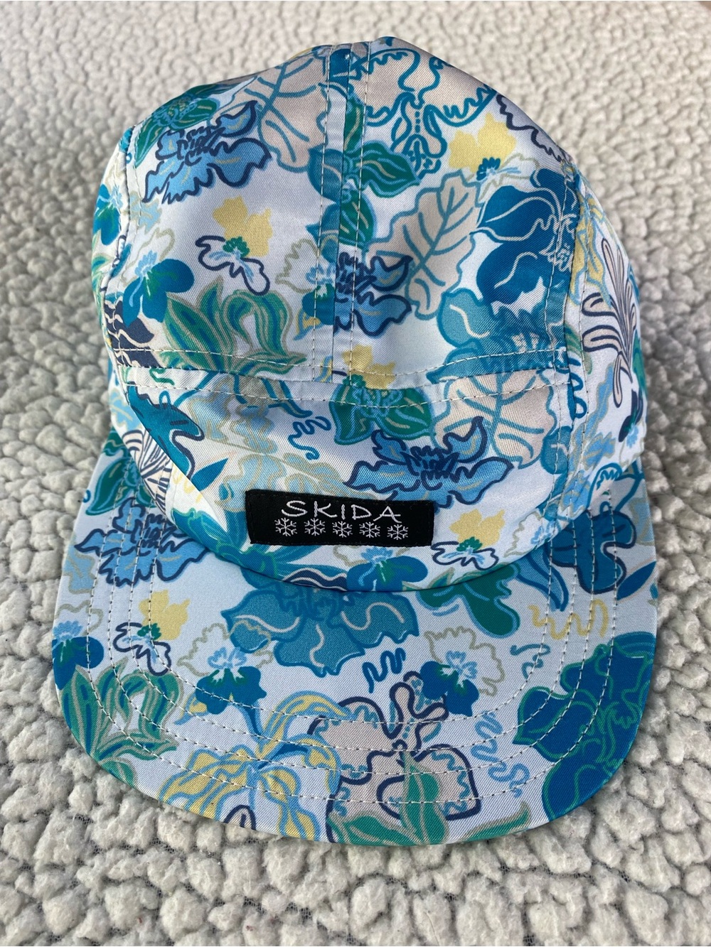 Skida Original Bill Camp Hat Floral Blue Adjustable Cap 5-Panel Sun Gorpcore